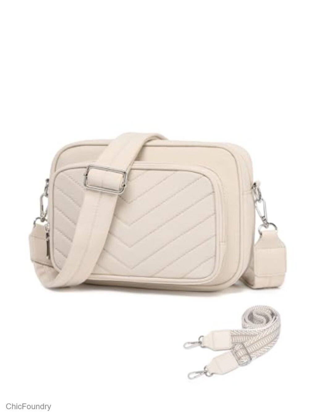 Quilted Nylon Crossbody Bag W/ Guitar Strap RFID Card Slots